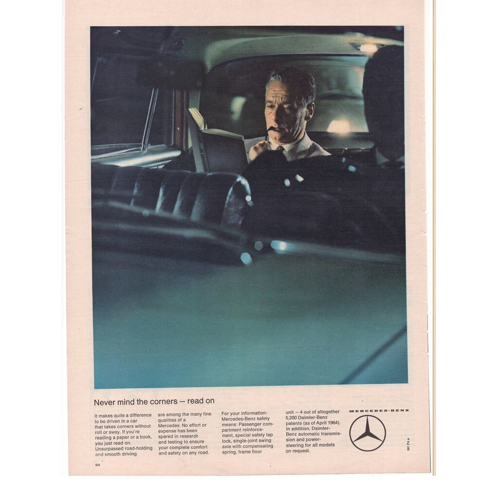 Mercedes Benz Magazine Advertisement 1960s Vintage Classic Car Automobilia